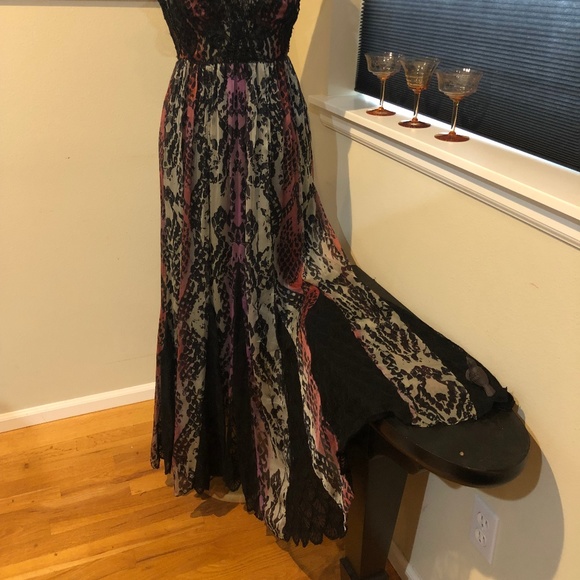 Free People Maxi Dress / Beaded Lace & Silk Edwardian Style Gown NWT - Size 2 - Picture 7 of 16